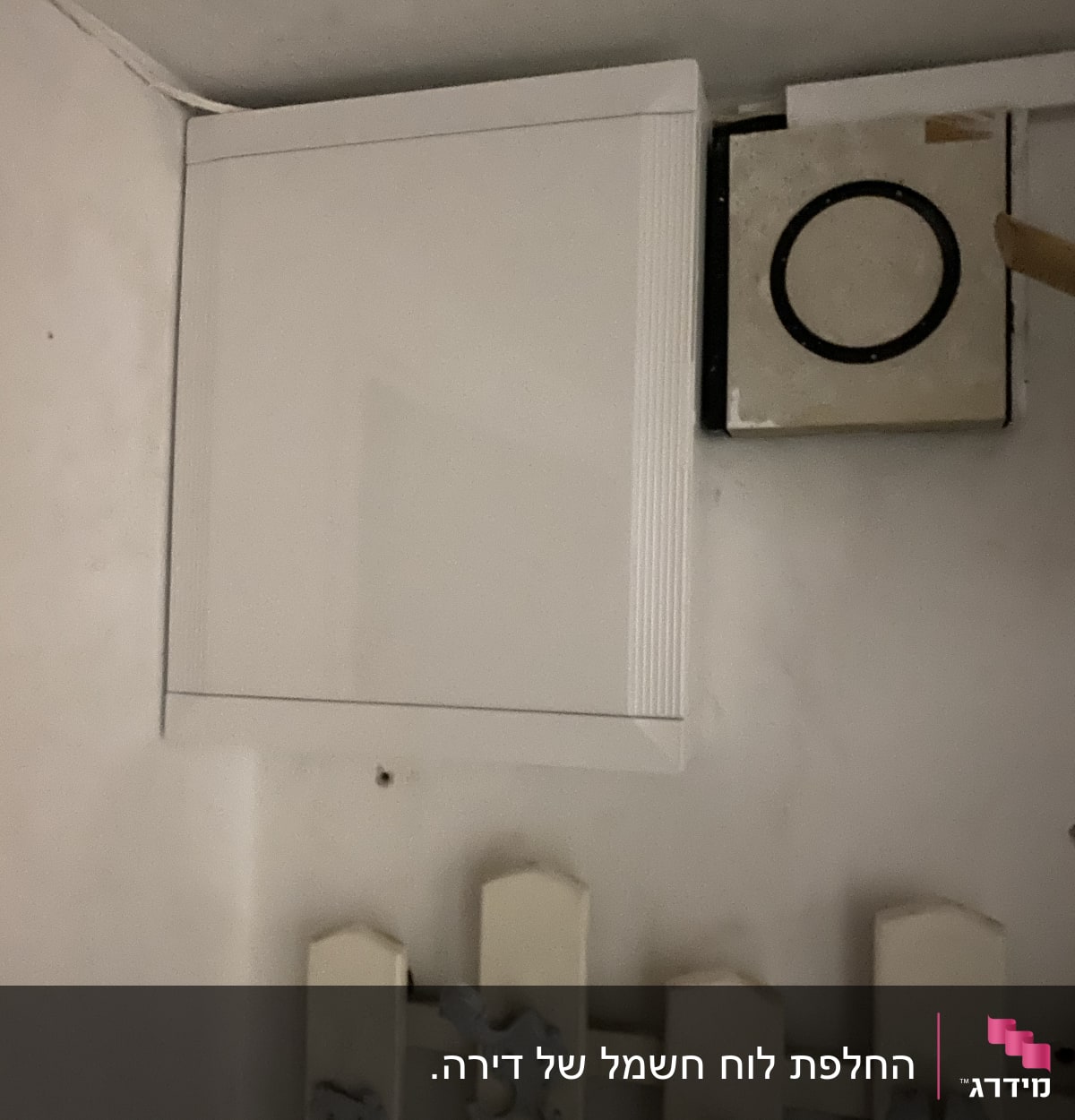 לוח חשמל לבן מותקן על קיר